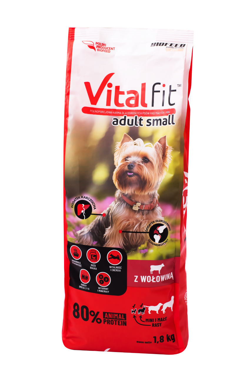 Сухий корм BIOFEED VITAL FIT Adult Small, для малих порід собак і міні, з яловичиною, 1,8кг